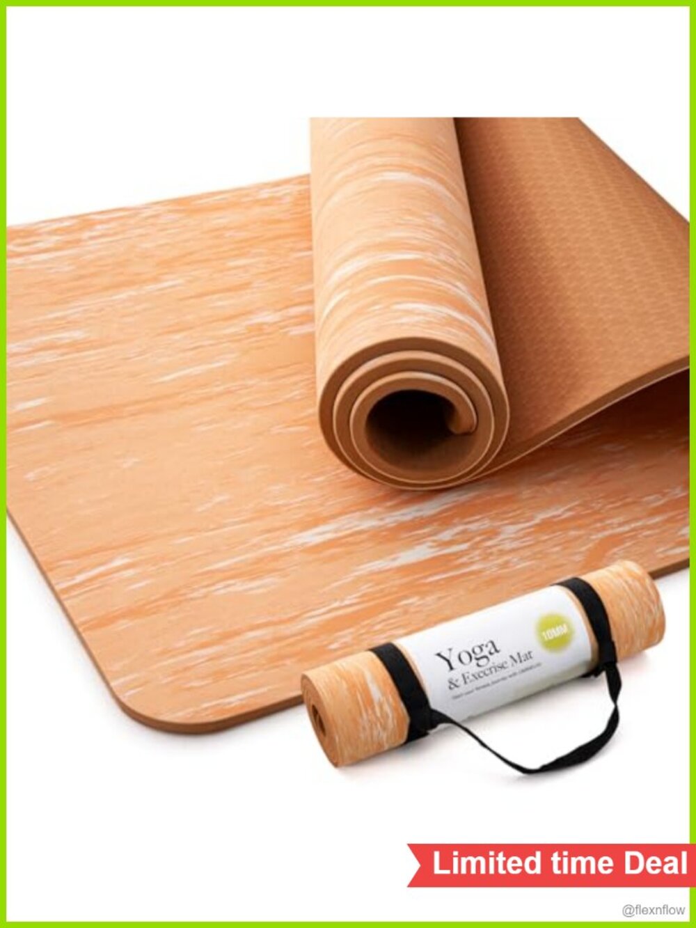 Extra Thick 10mm Non Slip Yoga Mat with Strap Natural Rubber and TPE Eco